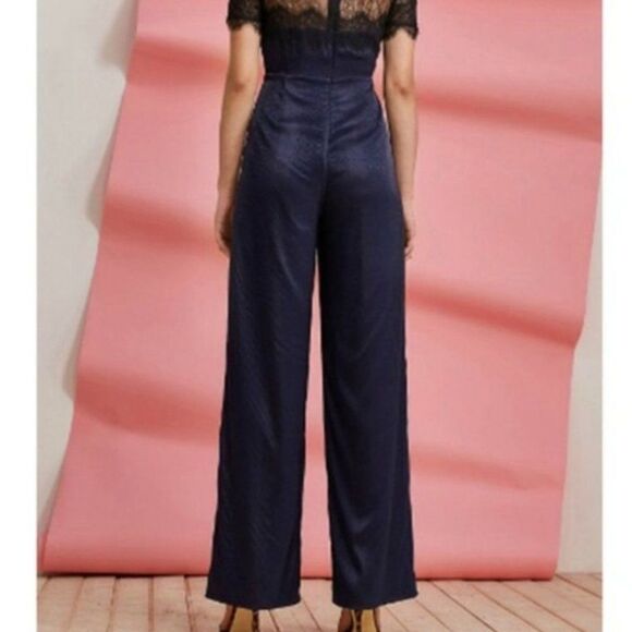 Nwt Foxiedox | Nixie Lace Wide Leg Illusion Neck Jumpsuit - Picture 2 of 15